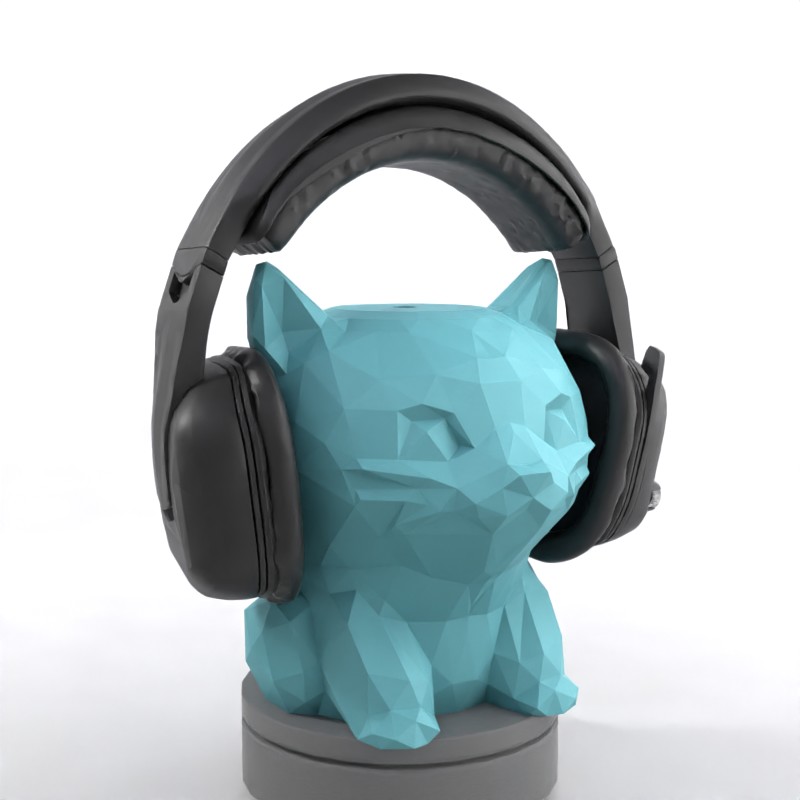 Geometric Cat Headphone Stand: Gaming Accessory