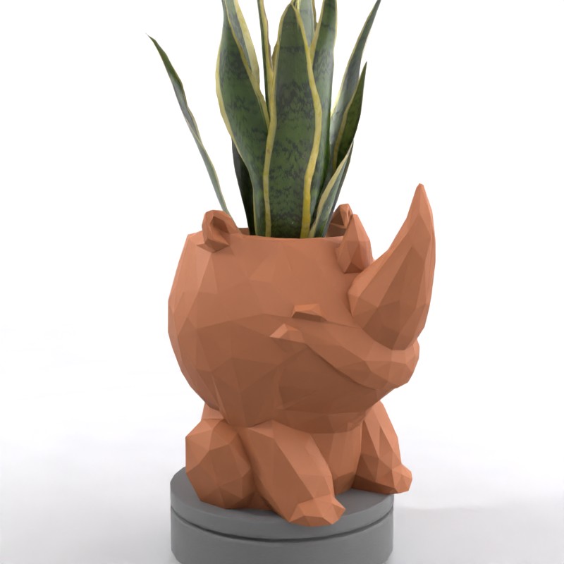 Geometric Rhino Design - Whimsical Succulent Planter, Pot, Pen, Cup or Candy Bowl