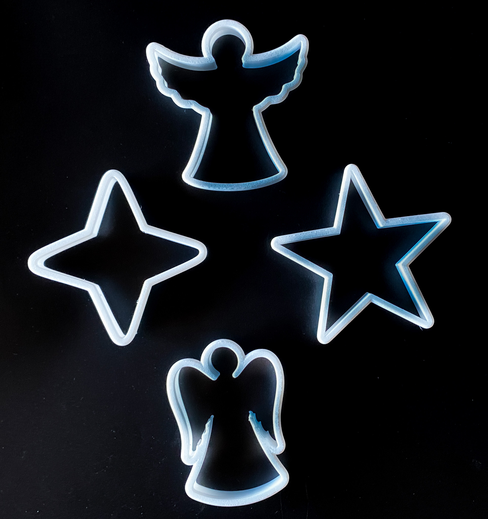 Set of 4 - Stars & Angels holiday cookie cutters
