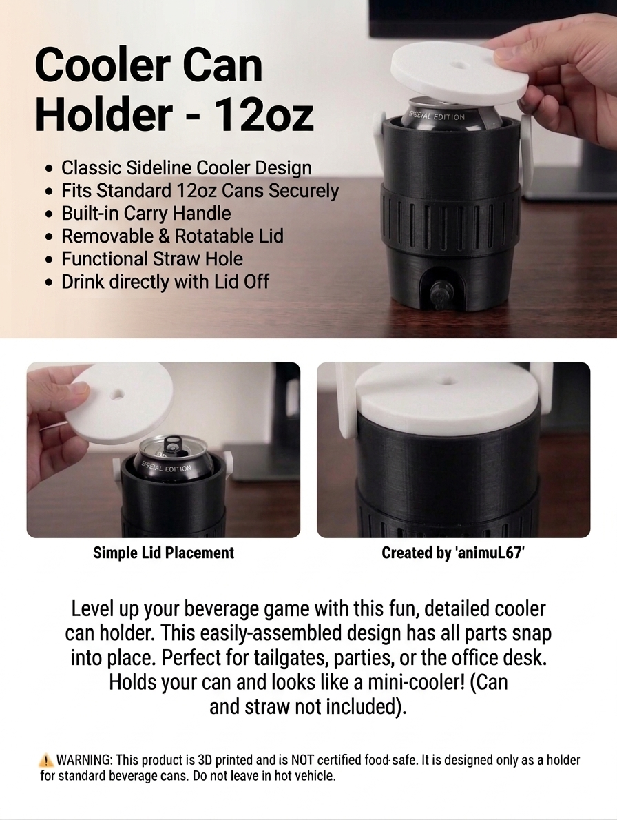 Cooler Can Holder (12oz) - Black