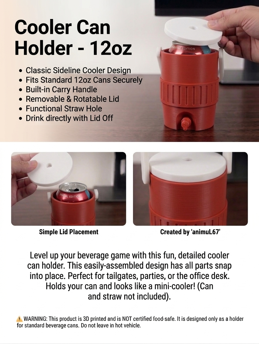 Cooler Can Holder (12oz) - Red