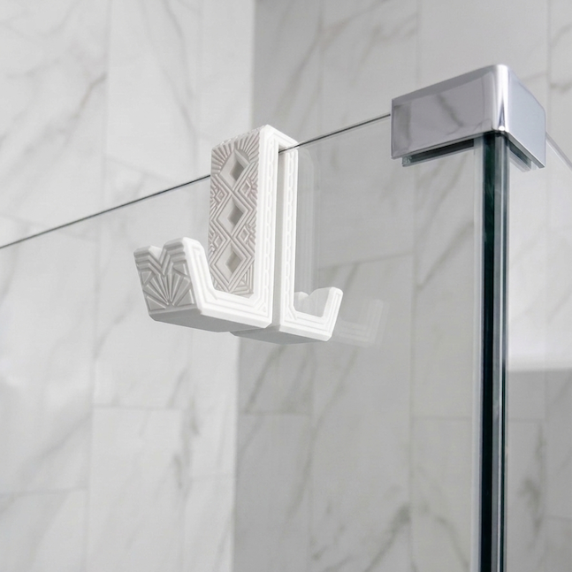 Double-Sided Shower Hook with Art Deco Motif