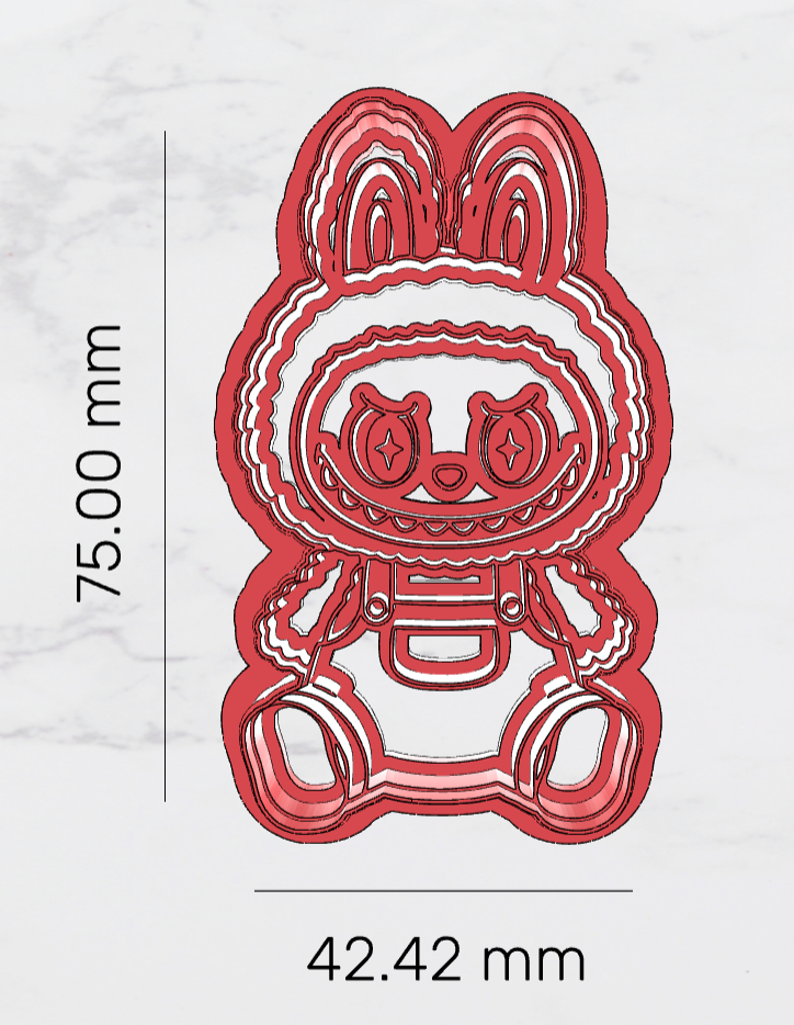 🧸 Labubu Cookie Cutter – Sitting Labubu in Cute Overalls 🧸