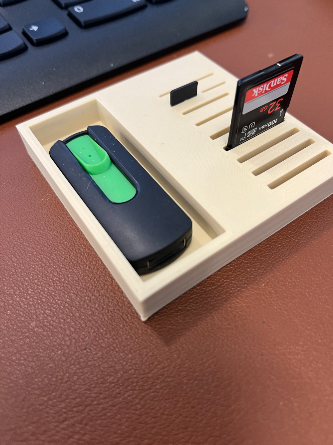 Small desk organizer with SD card holder