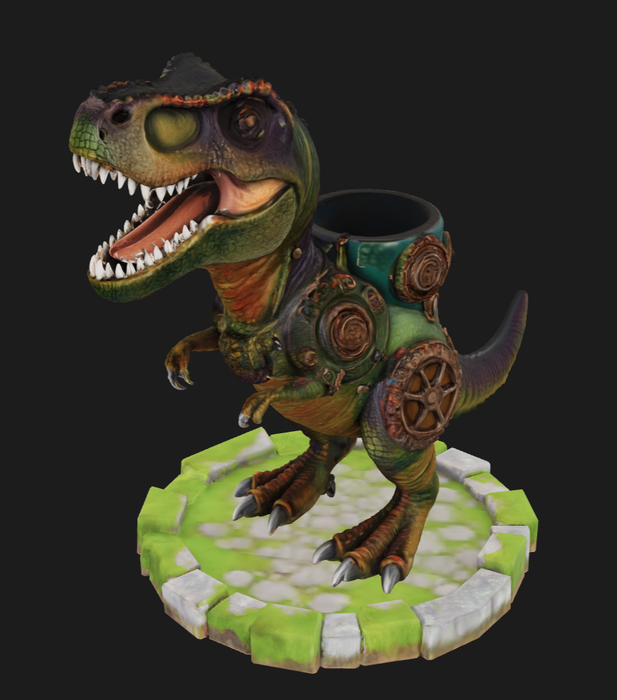 Steampunk T-Rex Pen Holder