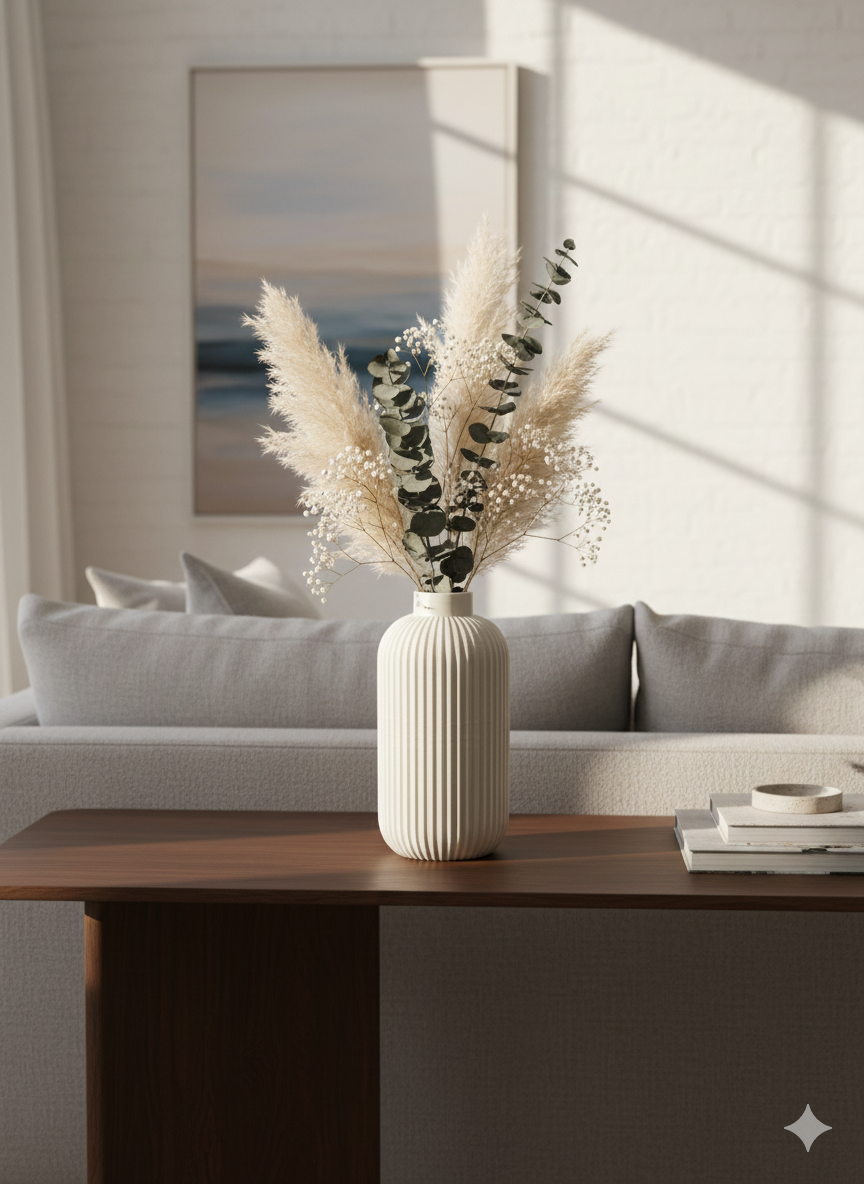 The Fluted Column Vase | Elegant 3D Printed Ribbed Decor