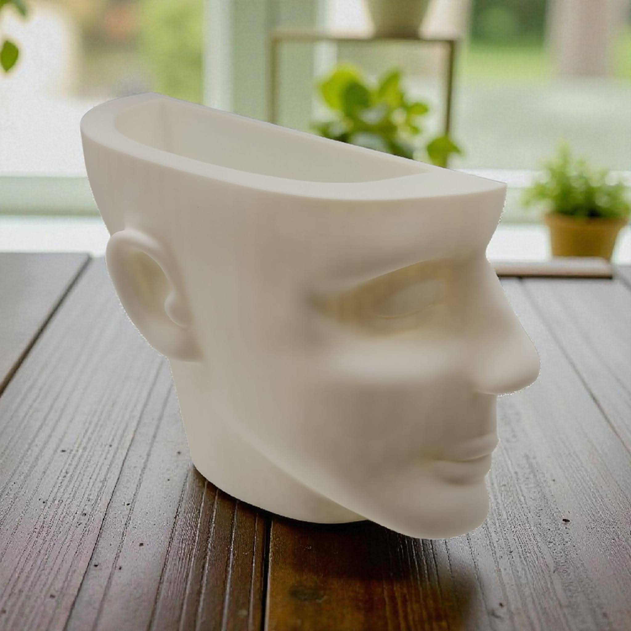 Right Half Face Vase/Planter/Pen Holder - Black