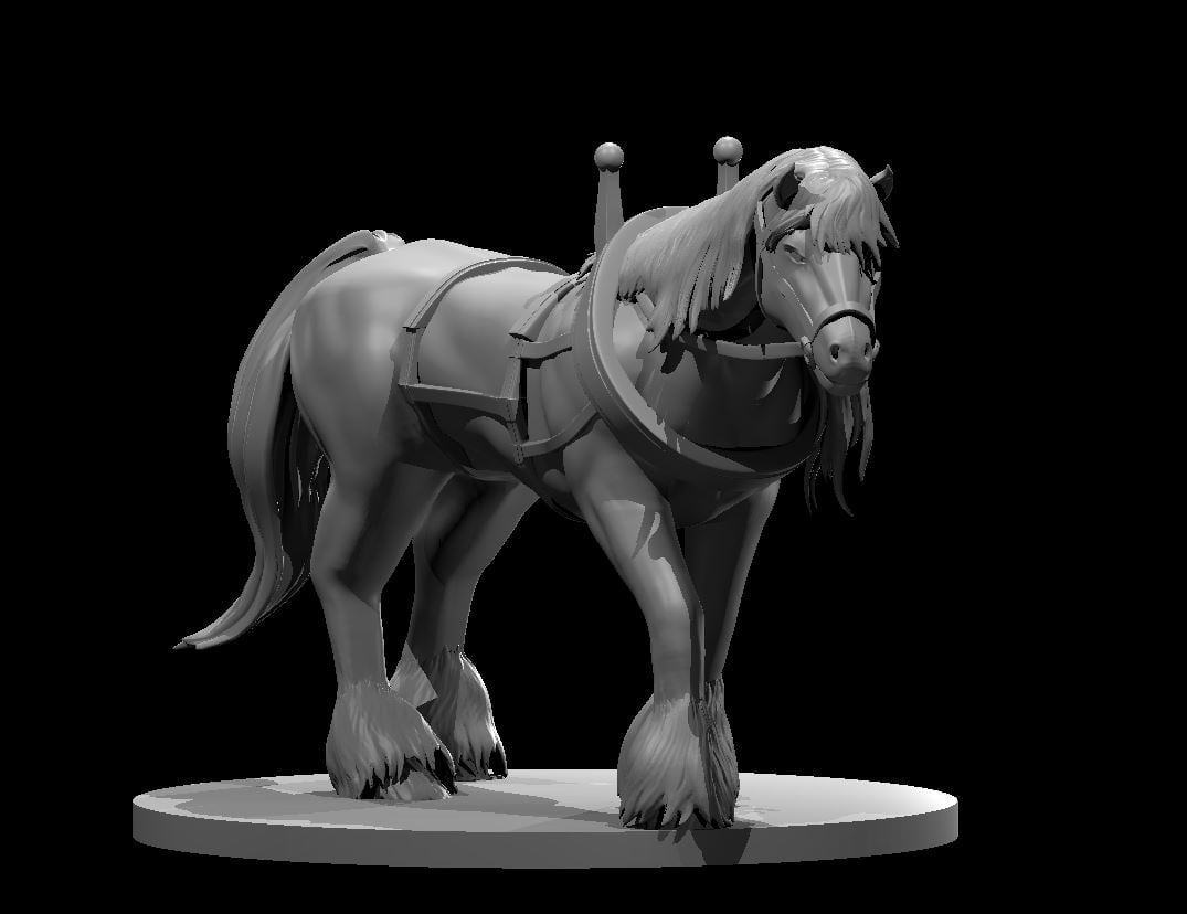 Realistic Draft Horse – Presupported STL Model for 3D Printing
