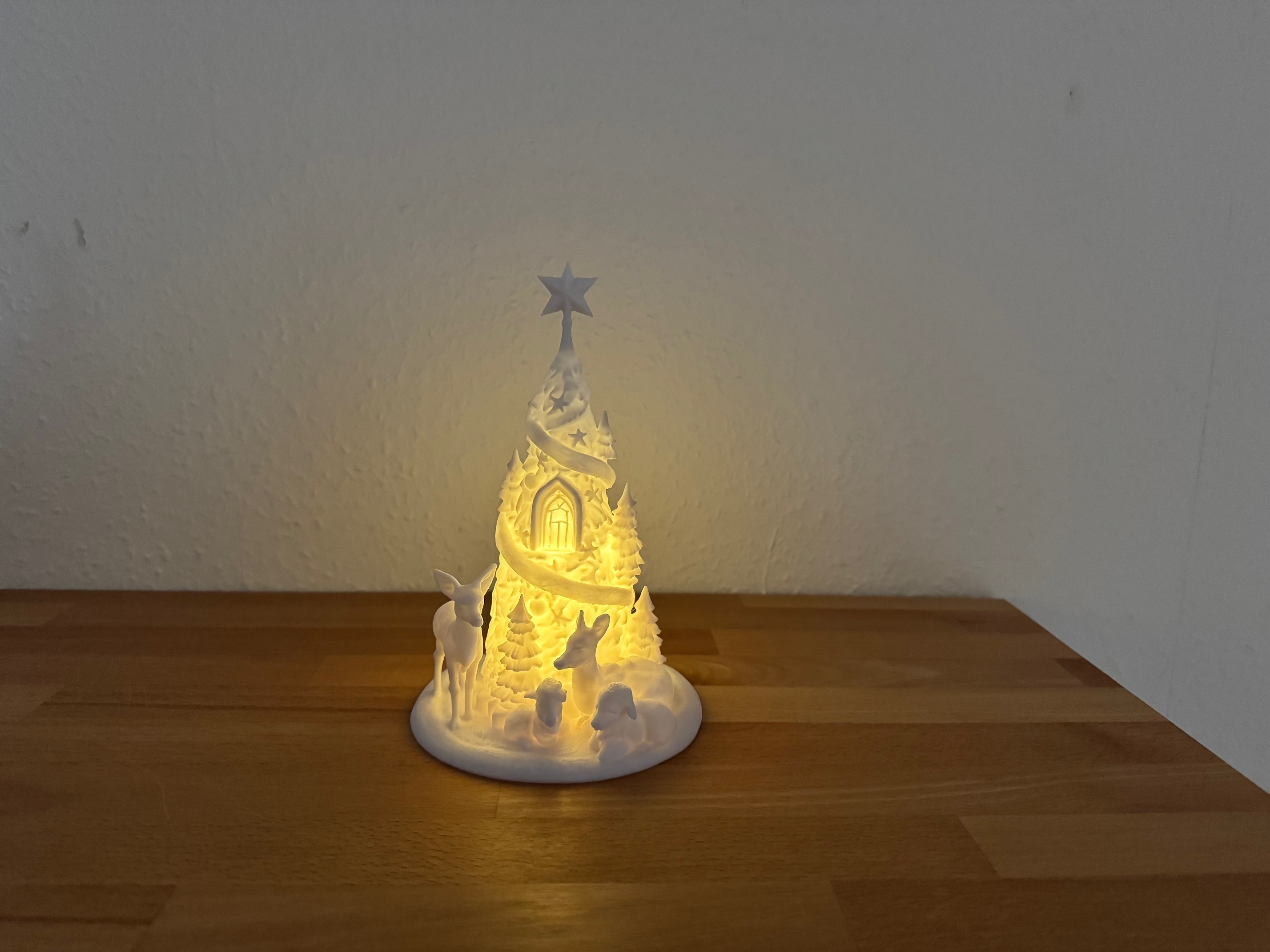 Illuminated Woodland Nativity Tree