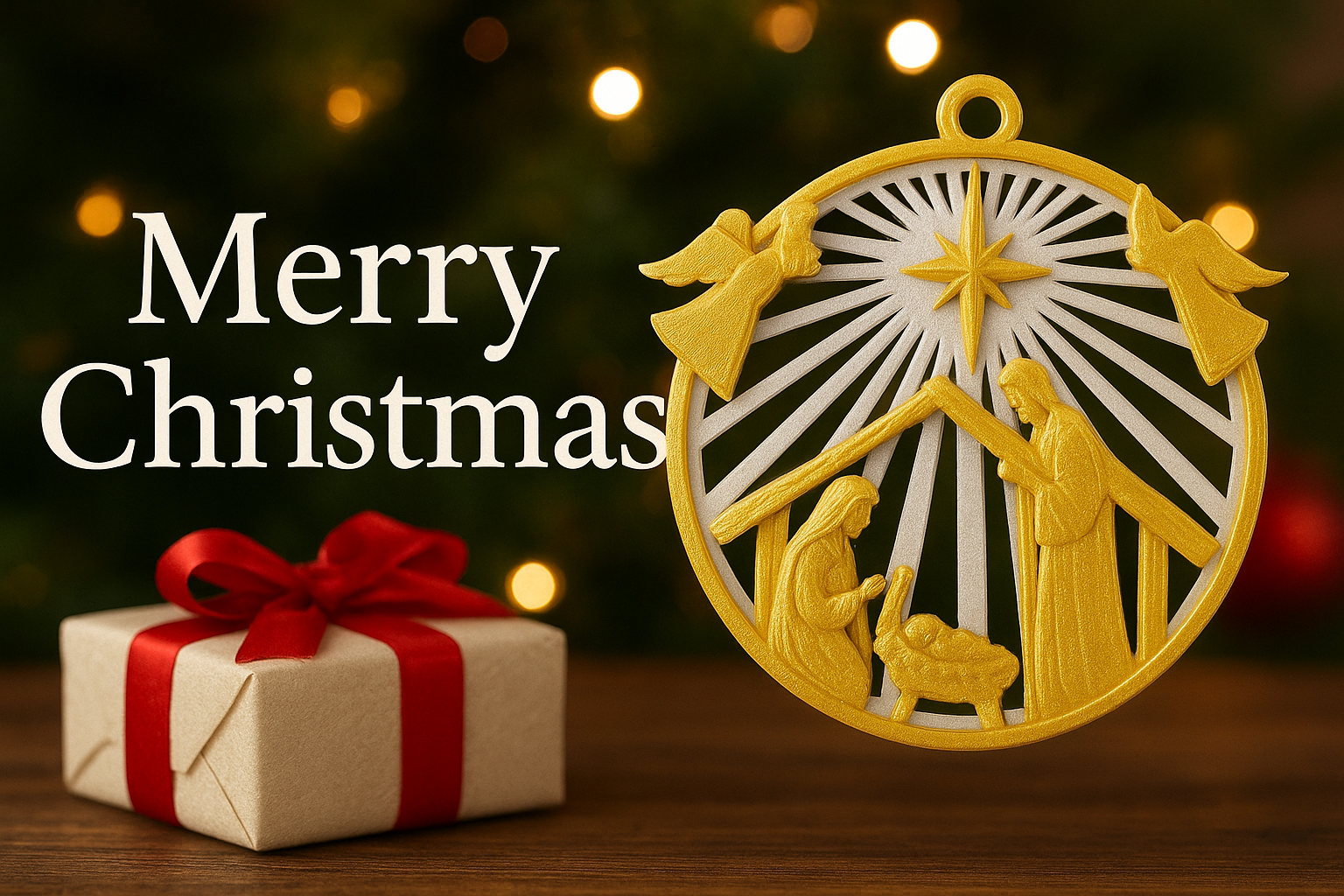✨ 3D Printed Nativity Ornament – Beautiful Two-Tone Gold & White Christmas Decor ✨