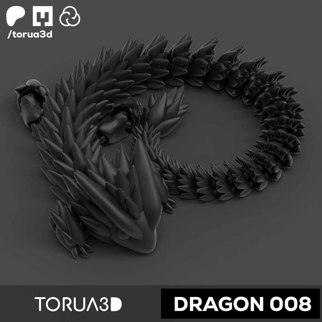 Articulated Dragon 008 - PLA MATTE BLACK