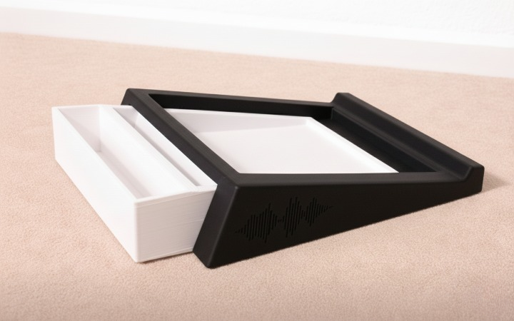 Angled Desktop Speaker Stands with Integrated Drawer | Studio Monitor Risers 150x119mm